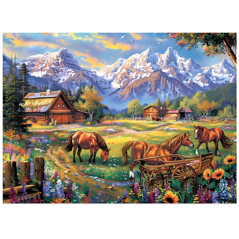 Jeacirio 500 Piece Jigsaw Puzzle for Adults Flowers Mountain Horse Themes Funny Challenging Gift for Family Friends 21 x 15 in - Image 3
