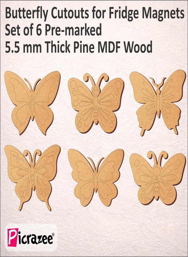 PICRAZEE مجموعة رسم الفراشات للأطفال من PICRAZEE | 6 قطع فراشات من خشب الصنوبر MDF (سمك 5.5 مم) مع ألوان أكريليك وفرش ولوحة ألوان ومغناطيس | لعبة فنية وحرفية خشبية إبداعية - Image 5