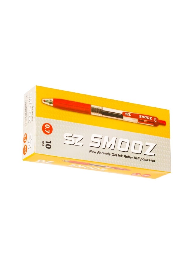 10-Piece New Formula Gel-Ink Roller Ballpoint Pen Red 0.7 mm 145641