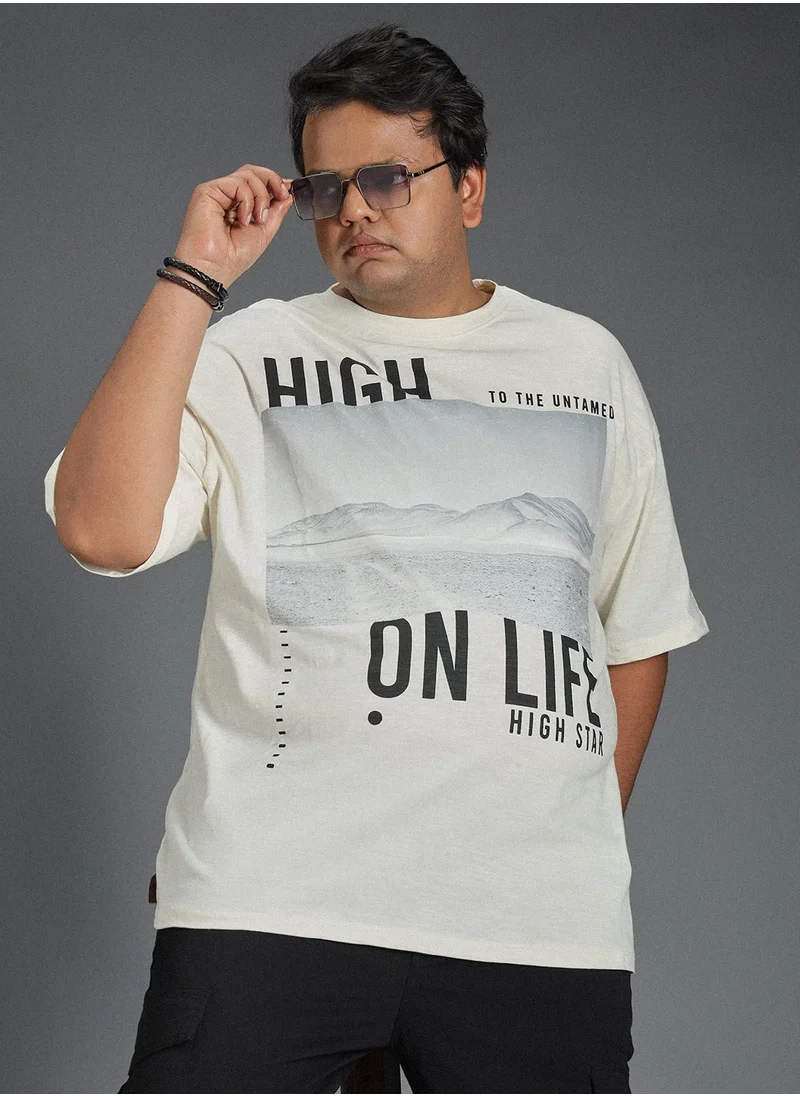 HIGH STAR Regular Fit White T-Shirt for Men