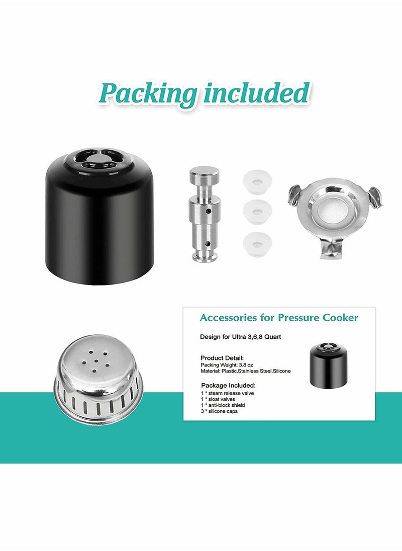 Y&D - Steam Release Handle Original Float Valve Replacement Parts Universal Pressure for Instant Pot with 3 Silicone Caps Gaskets Ultra 3, 6, 8 QT Electric Cooker - Image 1