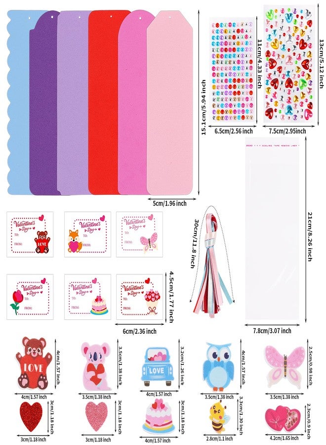 LOAVER 24 Sets Valentines Day Bookmark Craft Kit,DIY Foam Book Mark with Stickers Rhinestones for Valentines Day Presents Gift Exchange Party Craft Supplies - Image 2