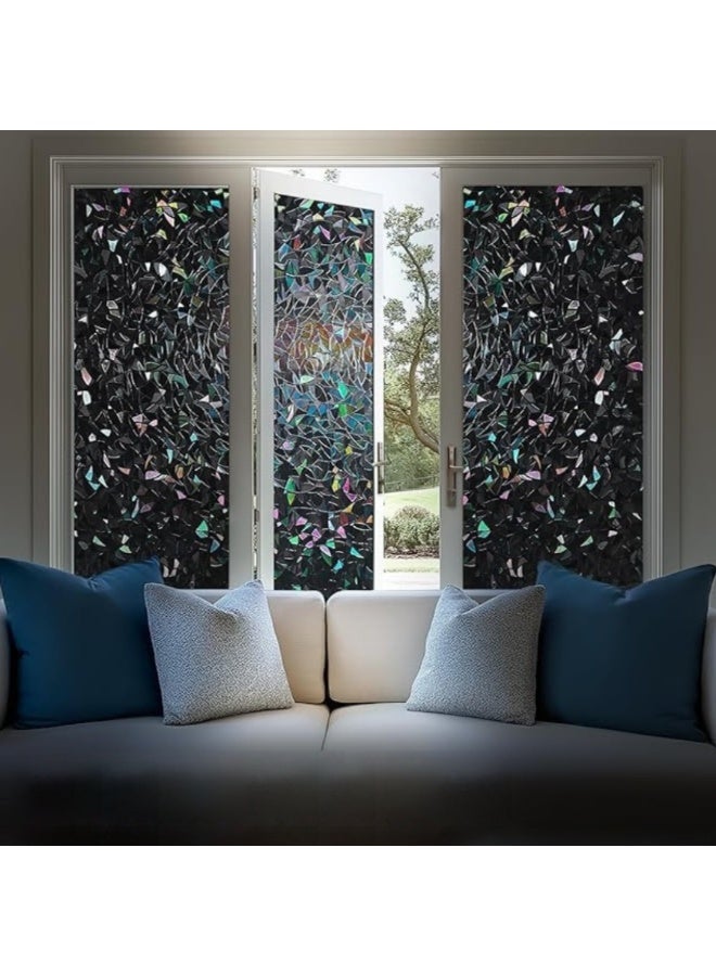 Static Cling Glass Film Plant Black Crescent Moon – Privacy Anti-Peep Window Sticker Bathroom Kitchen Home Decor - Image 1