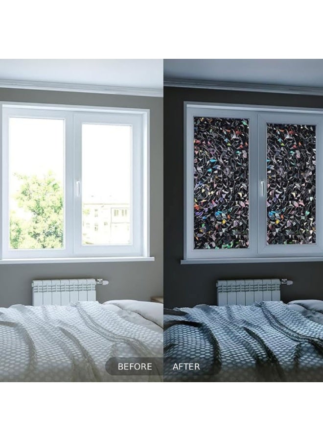 Static Cling Glass Film Plant Black Crescent Moon – Privacy Anti-Peep Window Sticker Bathroom Kitchen Home Decor - Image 3