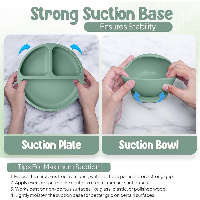 O'doe Baby Weaning Set – 15 Pcs Silicone Baby Feeding Set with Suction Plate, Bowl, Bib, Sippy Cup, Fruit Feeder, Freezer Tray - Image 5