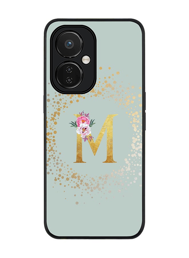 Stylizedd Rugged Black edge case for Nord CE 3 Lite Slim fit Soft Case Flexible Rubber Edges Anti Drop TPU Gel Thin Cover - Custom Monogram Initial Letter Floral Pattern Alphabet - M - Light Grey - Image 1