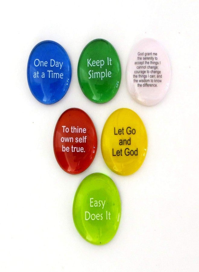 Lifeforce Glass Recovery Stones, 6 Daily Reminders for Encouragement in Sobriety on Glass Stones. Perfect for 12 Step Set I. - Image 2
