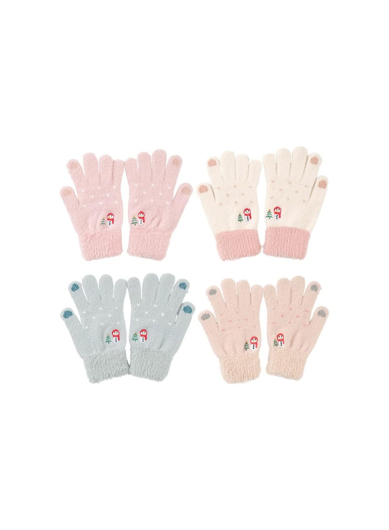 GGOOT 4 Pairs Full Finger Gloves Thicken Gloves Winter Warm Gloves Screen Touch Gloves  - Image 1