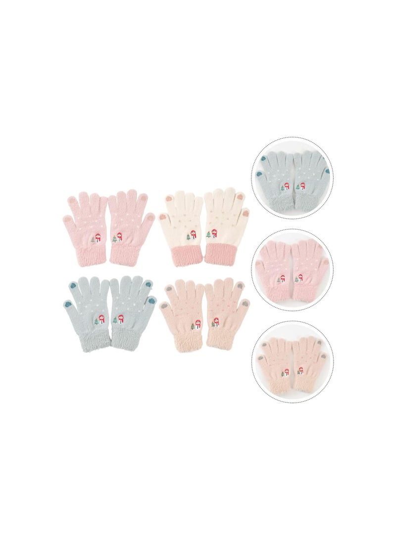 GGOOT 4 Pairs Full Finger Gloves Thicken Gloves Winter Warm Gloves Screen Touch Gloves  - Image 4