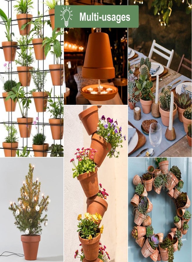 Orceler 6 inch Clay Pots for Plants with Saucer, Large Terra Cotta Plant Pots with Drainage Hole, Flower Pots with Tray, Terracotta Pots for Indoor Outdoor Plant - Pack of 4 Planters - Image 5