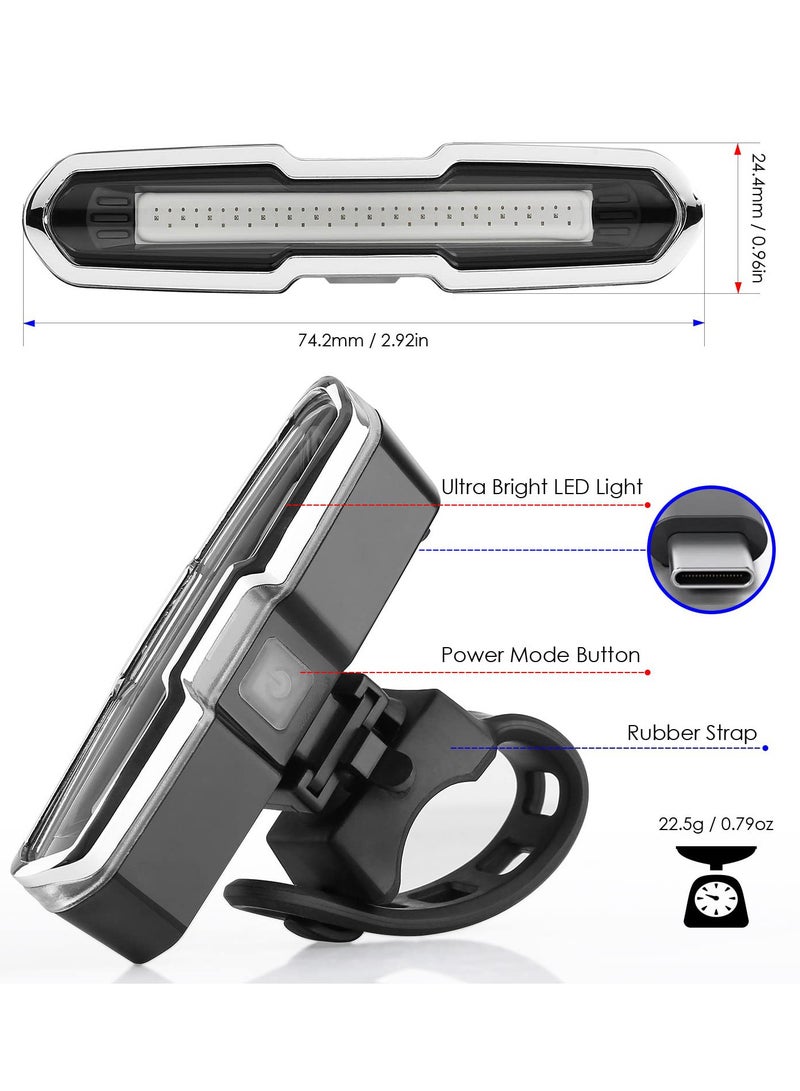 ضوء خلفي للدراجة قابل لإعادة الشحن USB C بسطوع 168 لومن مقاوم للماء 5 أوضاع بطارية ليثيوم 500 مللي أمبير للدراجات الجبلية والطرق - Image 2