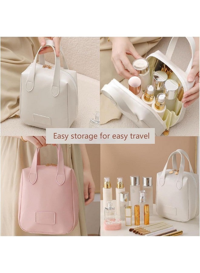 MVM Enterprise Makeup Bag Travel Large Capacity Leather Cosmetic Bags for Women Waterproof Portable Toiletry Bag Make up Organizer with Divider and Handle Birthday Gift for Women Girl (1pcs) - Image 5