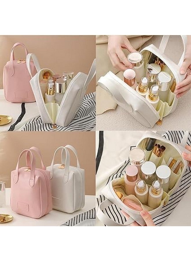 MVM Enterprise Makeup Bag Travel Large Capacity Leather Cosmetic Bags for Women Waterproof Portable Toiletry Bag Make up Organizer with Divider and Handle Birthday Gift for Women Girl (1pcs) - Image 4