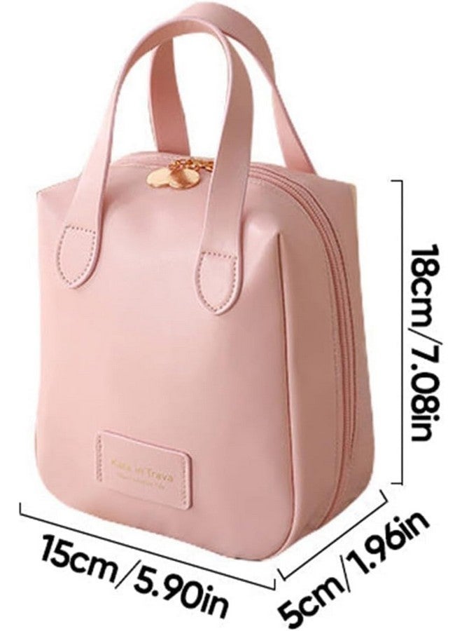 MVM Enterprise Makeup Bag Travel Large Capacity Leather Cosmetic Bags for Women Waterproof Portable Toiletry Bag Make up Organizer with Divider and Handle Birthday Gift for Women Girl (1pcs) - Image 2