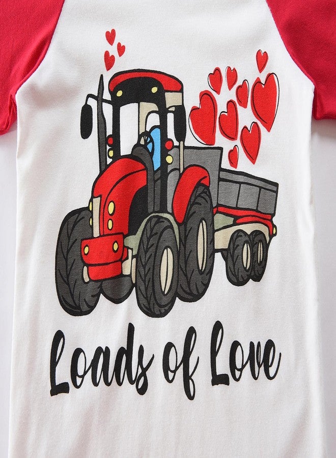 CM-Kid Kids Valentines Pajamas for Boys 2 Pieces Pjs Set Cotton Load of Love Tractor Sleepwear Vday Toddler Clothes Sets Size 3t - Image 3