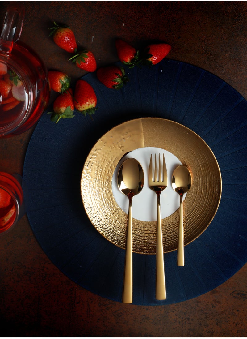 Life Smile Cutlery Set 38-Piece 18/10 Stainless Steel Spoon and Fork Set - Knife and Forks with cutlery holder - Tea & Ice Spoons, Soup Spoon, Ice Cream Spoon - Dinner & Cake Fork - Fruit Knife - Soup ladle - Rice Server - Service for 6 Gold  - Image 2