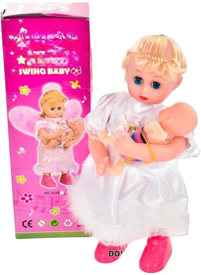 دمية موسيقية مع دمية طفل لطيفة هدية للفتيات دمية مع أجنحة
