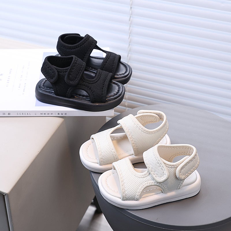 2025 Summer Korean Fashion New Style Mesh Pure Color Soft Flats Comfortable Casual Versatile Baby Sandals for Boys and Girls - Image 2
