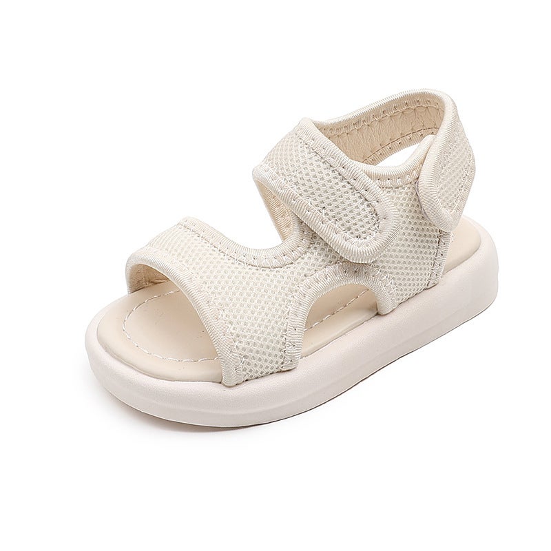 2025 Summer Korean Fashion New Style Mesh Pure Color Soft Flats Comfortable Casual Versatile Baby Sandals for Boys and Girls - Image 1