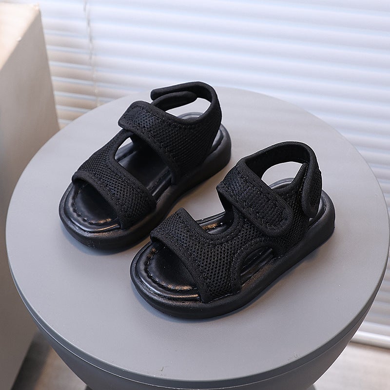2025 Summer Korean Fashion New Style Mesh Pure Color Soft Flats Comfortable Casual Versatile Baby Sandals for Boys and Girls - Image 3