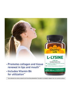 Country Life Llysine 1000Mg With B6 Supports Immune Health Promotes Collagen Renewal In Lips And Mouth 250Count Certified Gluten Free Certified Vegan  - Image 5