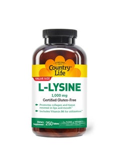 Country Life Llysine 1000Mg With B6 Supports Immune Health Promotes Collagen Renewal In Lips And Mouth 250Count Certified Gluten Free Certified Vegan  - Image 2