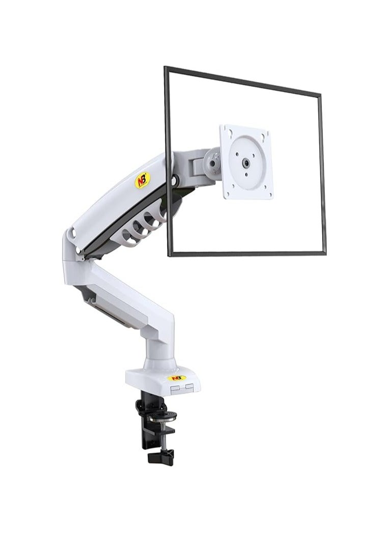 NB NORTH BAYOU - Monitor Arm Desk Mount Monitor Stand for 17" to 30" Screens With Load Capacity of up to 19.8 lbs, VESA 75x75 & 100x100, Height Adjustable, Gas Spring Articulating Monitor Arm, Swivel, Tilt & 360° Rotation, White | F80 - Image 1