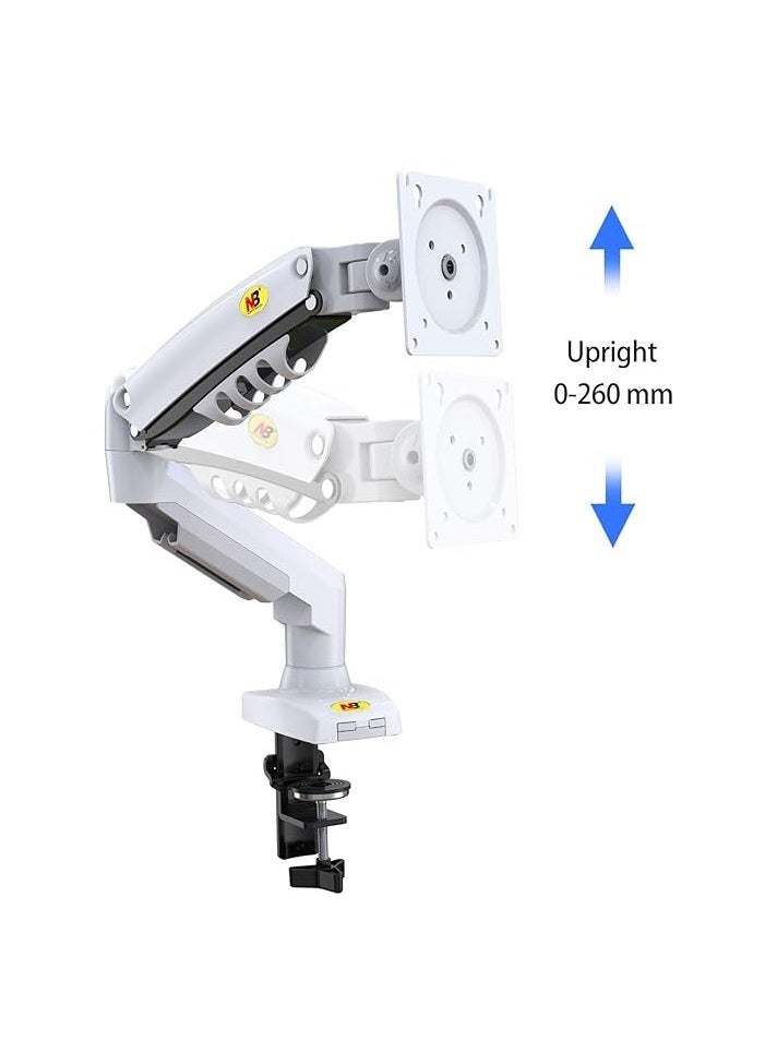 NB NORTH BAYOU - Monitor Arm Desk Mount Monitor Stand for 17" to 30" Screens With Load Capacity of up to 19.8 lbs, VESA 75x75 & 100x100, Height Adjustable, Gas Spring Articulating Monitor Arm, Swivel, Tilt & 360° Rotation, White | F80 - Image 1