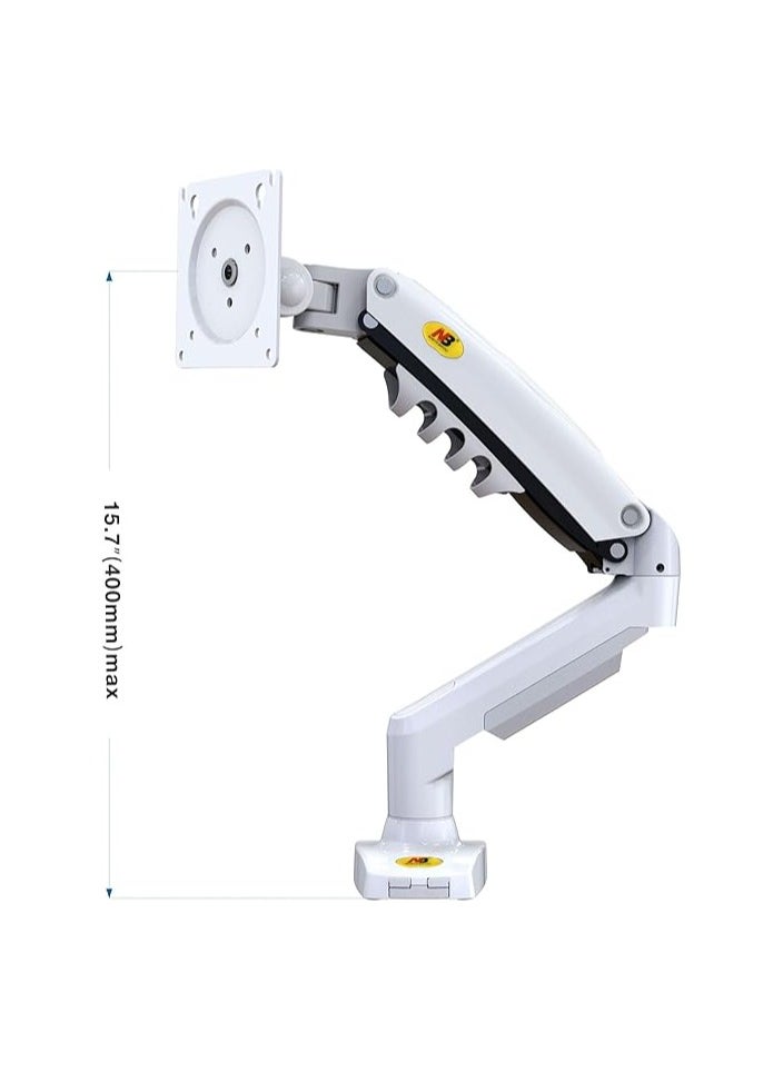 NB NORTH BAYOU - Monitor Arm Desk Mount Monitor Stand for 17" to 30" Screens With Load Capacity of up to 19.8 lbs, VESA 75x75 & 100x100, Height Adjustable, Gas Spring Articulating Monitor Arm, Swivel, Tilt & 360° Rotation, White | F80 - Image 1