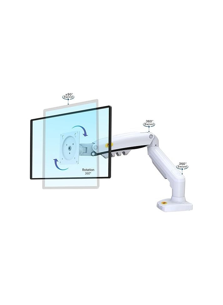 NB NORTH BAYOU - Monitor Arm Desk Mount Monitor Stand for 17" to 30" Screens With Load Capacity of up to 19.8 lbs, VESA 75x75 & 100x100, Height Adjustable, Gas Spring Articulating Monitor Arm, Swivel, Tilt & 360° Rotation, White | F80 - Image 1