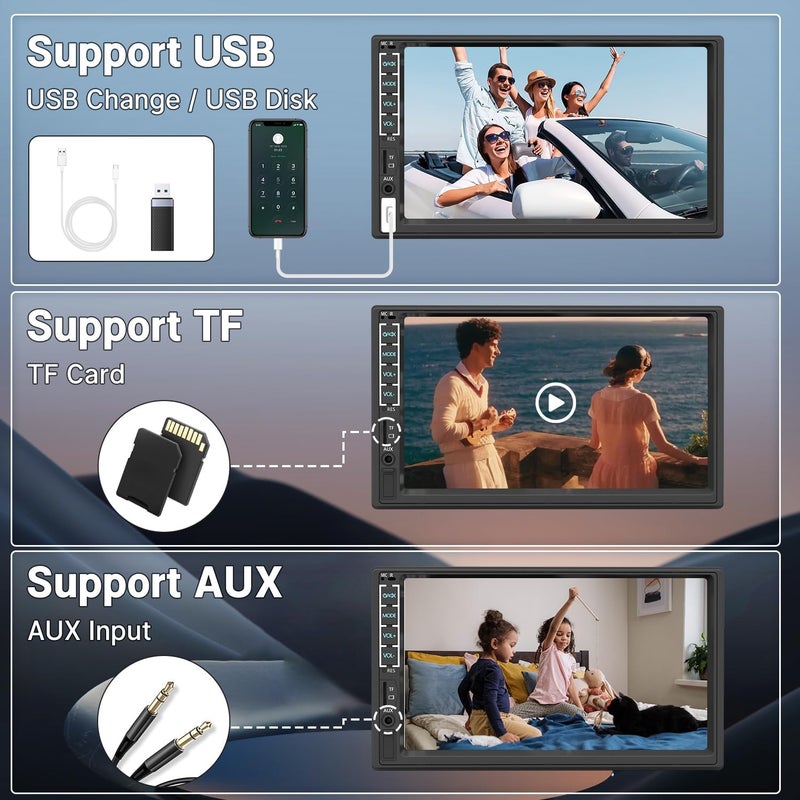 Leadfan 7-Inch Touch Double Din Car Stereo Radio MP5 Player with Bluetooth, USB, SD, AUX, and Backup Camera - Image 5