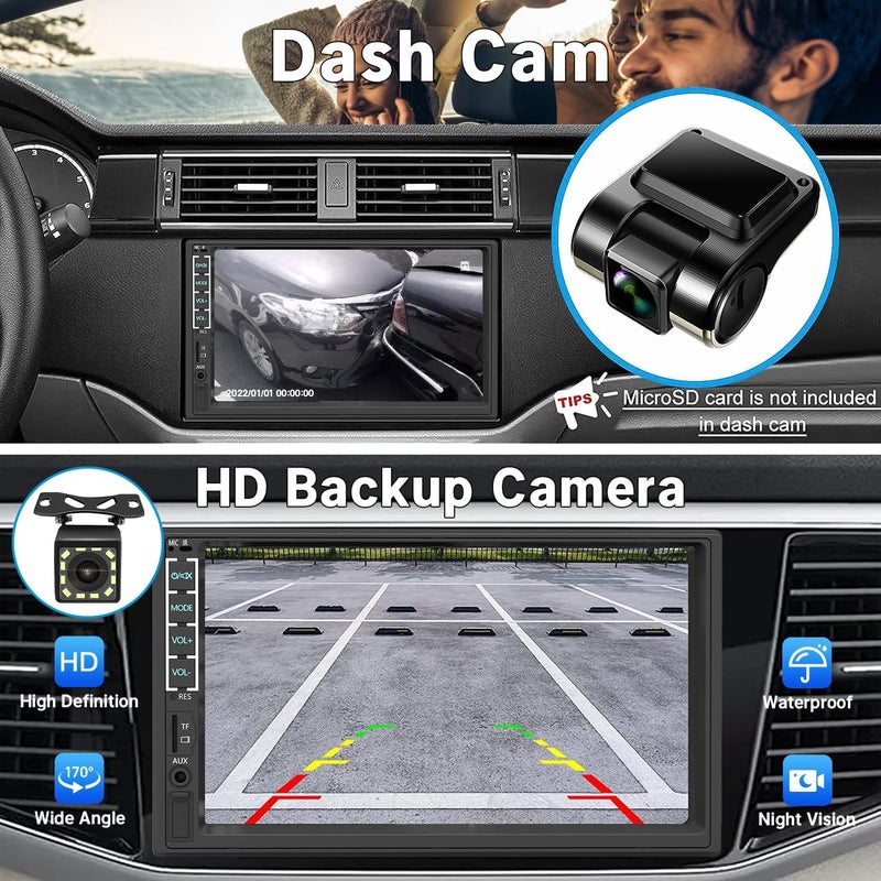 Leadfan 7-Inch Touch Double Din Car Stereo Radio MP5 Player with Bluetooth, USB, SD, AUX, and Backup Camera - Image 3