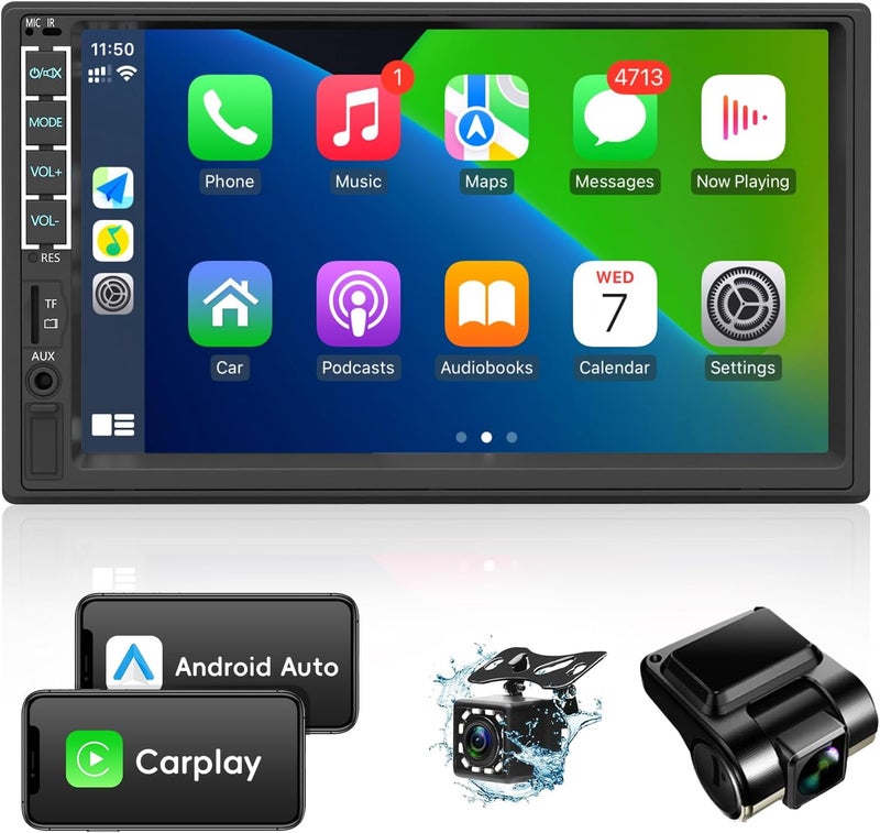 Leadfan 7-Inch Touch Double Din Car Stereo Radio MP5 Player with Bluetooth, USB, SD, AUX, and Backup Camera - Image 1