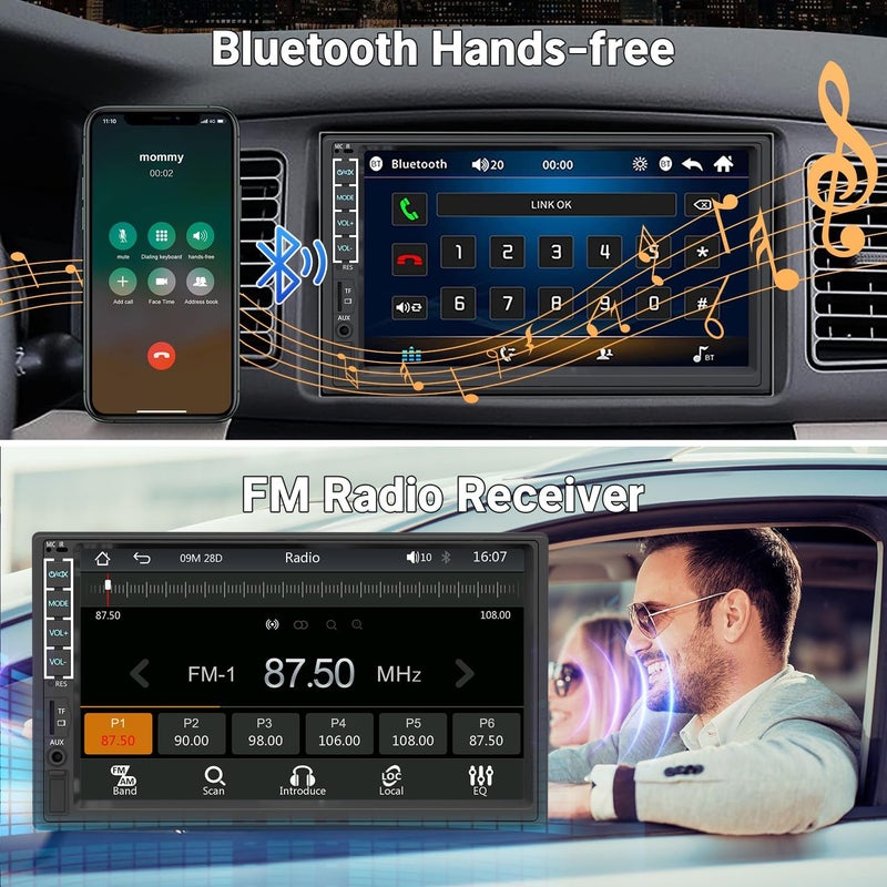 Leadfan 7-Inch Touch Double Din Car Stereo Radio MP5 Player with Bluetooth, USB, SD, AUX, and Backup Camera - Image 4