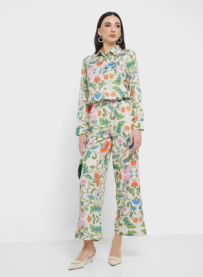 ايلا طقم قميص وبنطلون بطبعة زهور - Image 1