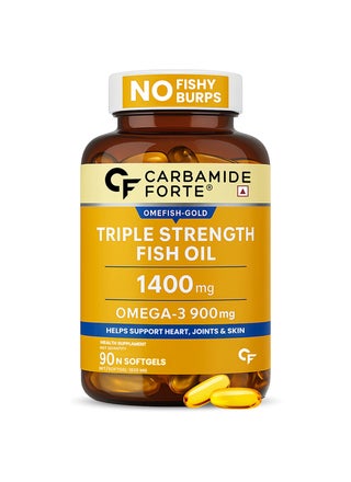 Triple Strength Fish Oil 1400mg Capsules With Omega3 Fatty Acids – High Potency Softgel Supplement, EPA & DHA Support Formula