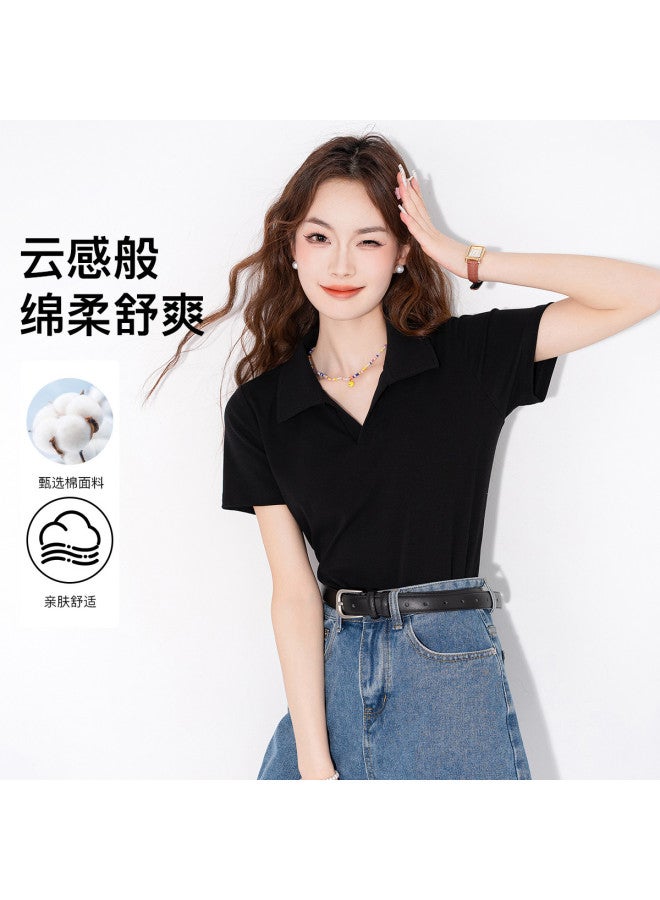 Jeanswest Women's T-shirt Short Sleeve 2025 Edition Regular Fit T-shirt For Women Versatile Slimming Women's Short Sleeve T-shirt Collared T-shirt For Women - Image 2