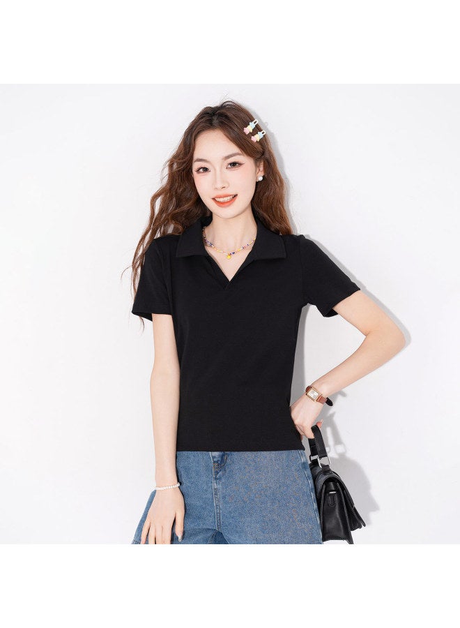 Jeanswest Women's T-shirt Short Sleeve 2025 Edition Regular Fit T-shirt For Women Versatile Slimming Women's Short Sleeve T-shirt Collared T-shirt For Women - Image 5