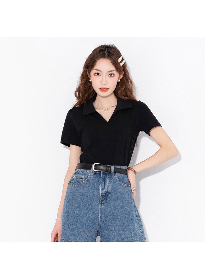 Jeanswest Women's T-shirt Short Sleeve 2025 Edition Regular Fit T-shirt For Women Versatile Slimming Women's Short Sleeve T-shirt Collared T-shirt For Women - Image 3