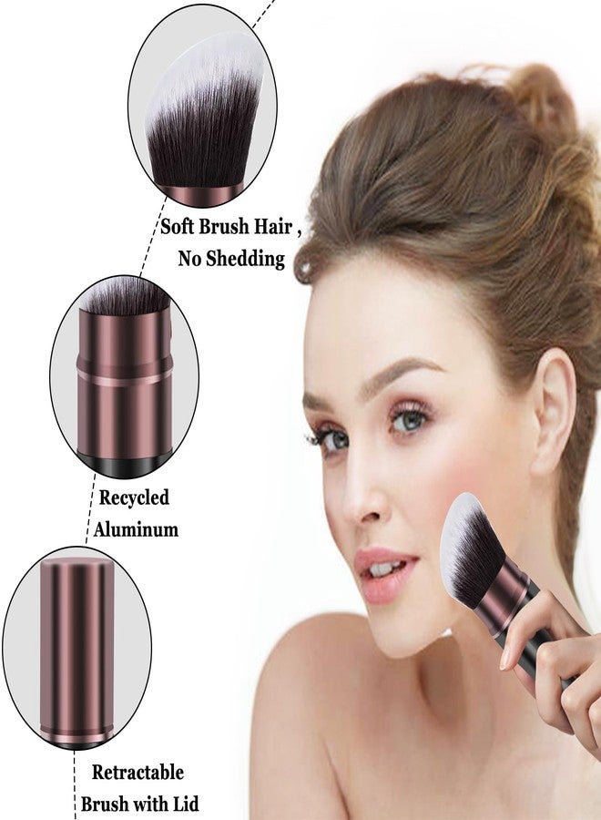 Keriloo Retractable Kabuki Makeup Brush, Face Powder Foundation Makeup Brush with Aluminum Handle for Blending Liquid, Blush, Bronzer, Cream, Sunscreen,Flawless Cosmetics - Image 5