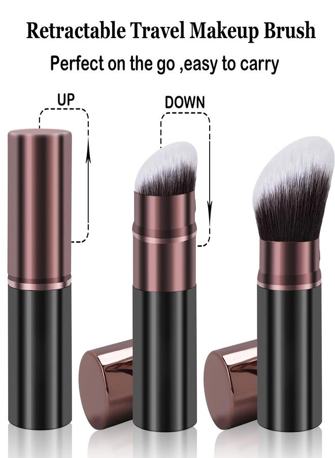 Keriloo Retractable Kabuki Makeup Brush, Face Powder Foundation Makeup Brush with Aluminum Handle for Blending Liquid, Blush, Bronzer, Cream, Sunscreen,Flawless Cosmetics - Image 2