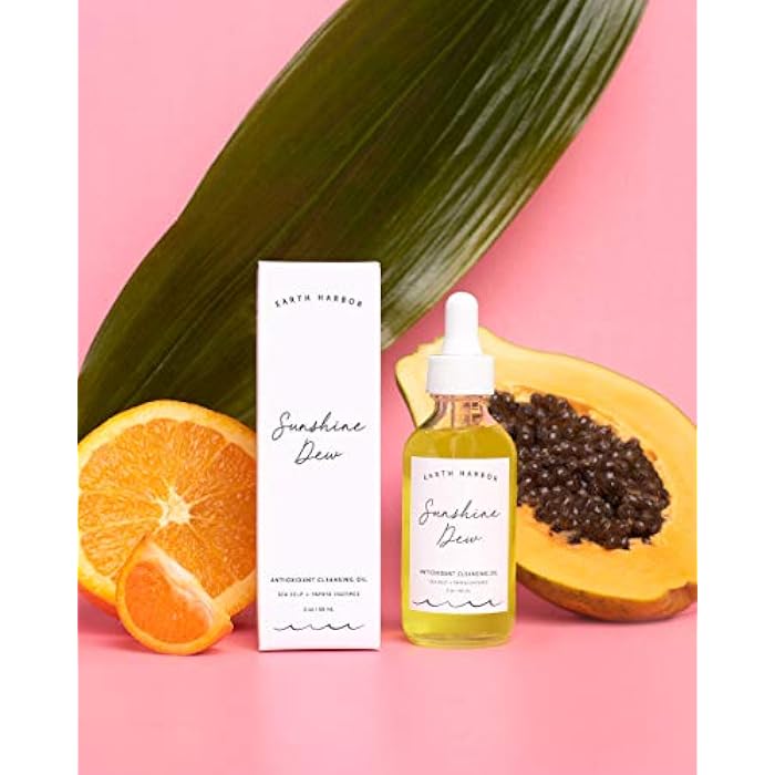 Earth Harbor | SUNSHINE DEW Cleansing Oil - Deep Cleanse & Makeup Remover | Papaya Enzymes and Sea Kelp | 2 fl oz - Image 5