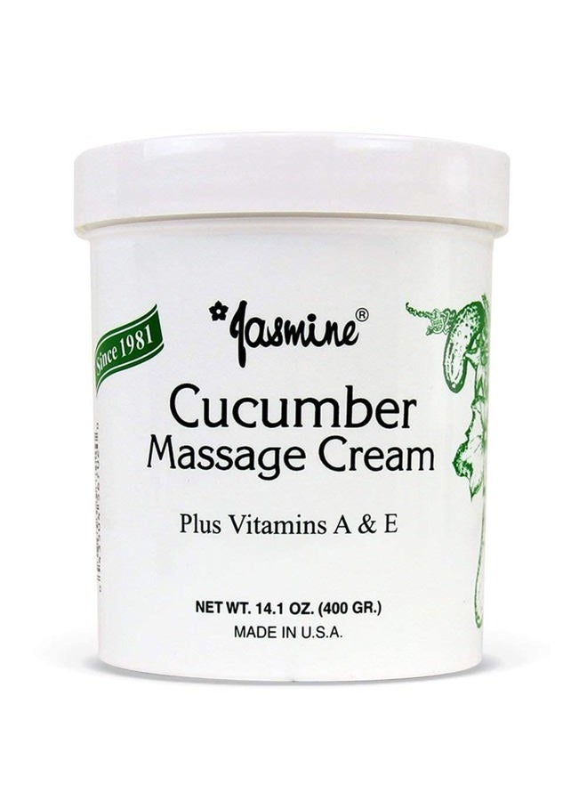Cucumber Massage Cream. Keep Your Face and Body Fresh and Soft with Anti-Aging Therapy Cream. Have Deeply Moisturized and Nutrition on Your Skin. Organic Cucumber Extract. [400 g / 14.1 Oz]