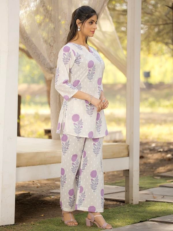 Tee Projekt Cotton Ethnic Wear Co Ord Set for Women | Travel Co Ord Set for Women White - Image 5