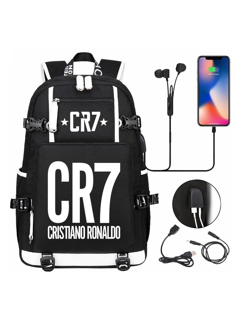 CR7 USB Printed Earphones For Youth Leisure Travel Backpack 
