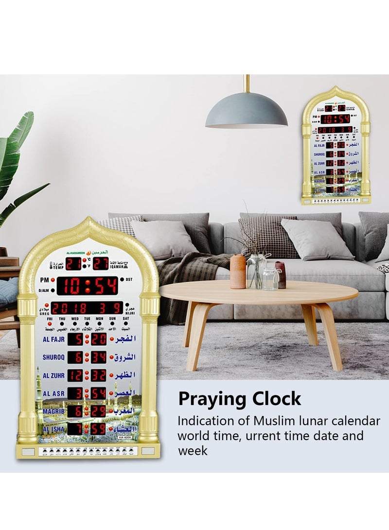 xozgdovg Digital Muslim Clock with  Islamic Wall Clock，《With remote control》Mosque Prayer Time Wall Clock, Mosque Clock with Full Azaan, (Gold) - Image 3