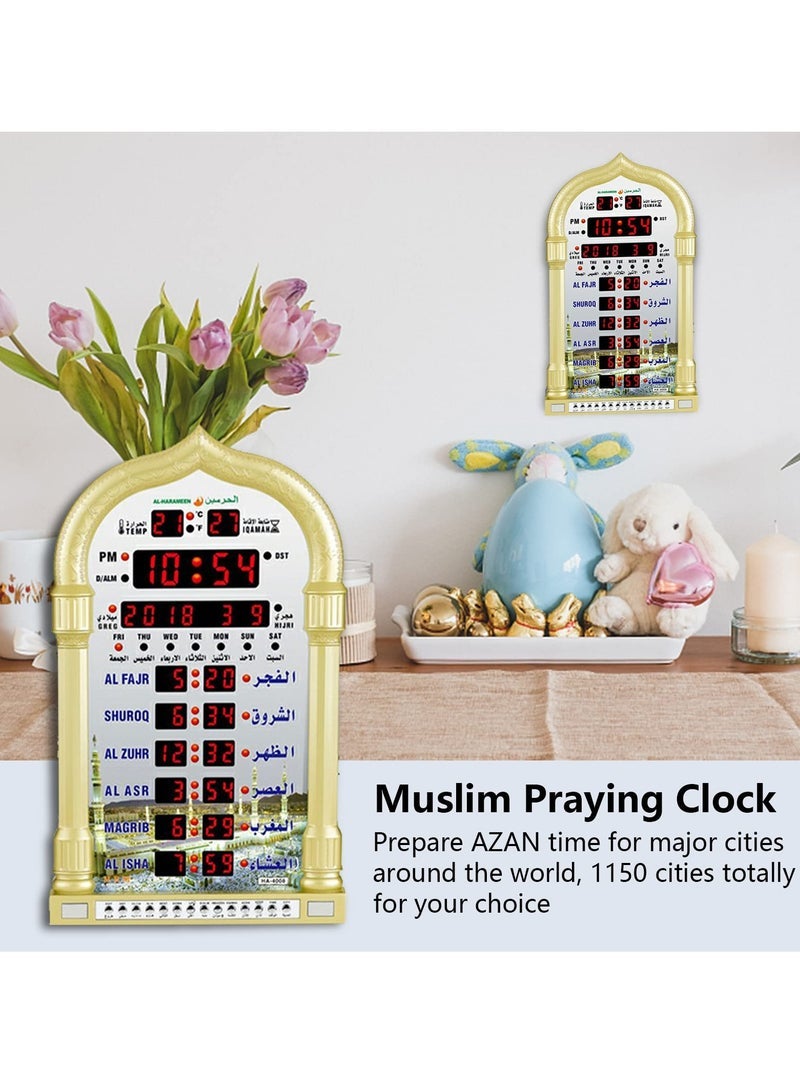 xozgdovg Digital Muslim Clock with  Islamic Wall Clock，《With remote control》Mosque Prayer Time Wall Clock, Mosque Clock with Full Azaan, (Gold) - Image 4
