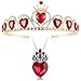 HEIKLN Descendant Gold Tiara Red Heart Crown and Necklace Rise of Red Jewelry Set Queen of Hearts Evie Costume Fan Jewelry Gift for Party - Image 3