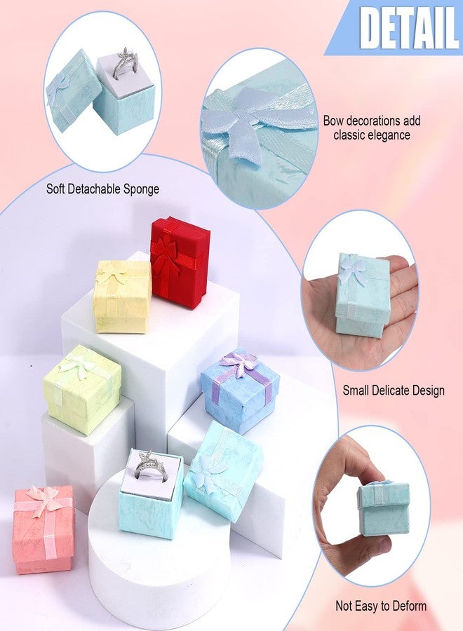 Croudoa 24 Pcs Gift Box Set,Assorted Color Jewelry Boxes,Small Hard Gift Box for Ring Earring,Jewelry Gift Boxes with Ribbon Bowknot,Cardboard Ring Boxes for Birthdays Anniversaries Weddings,6 Colors - Image 3