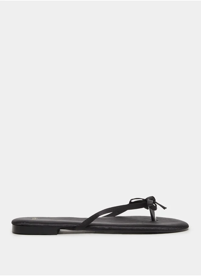 ستايلي Plain Bow Trim Flat Sandals